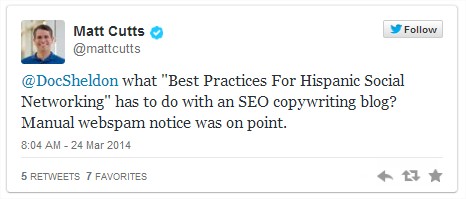 Tweet de Matt Cutts